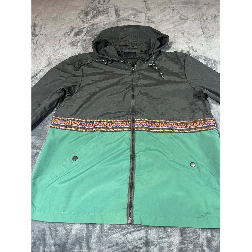 Nomad Men’s Versailles Windbreaker Zip Up Jacket Black/Green Size L Southwestern